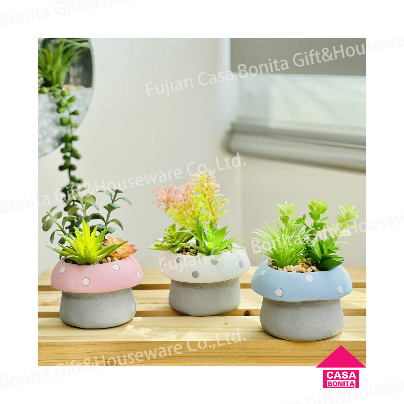 Cement mushroom flower pot decoration