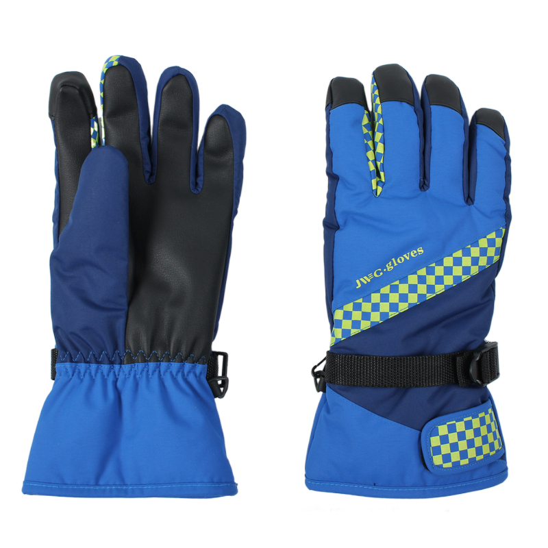 Ski Gloves with polyester outshell and lining and PU palm for women men winter