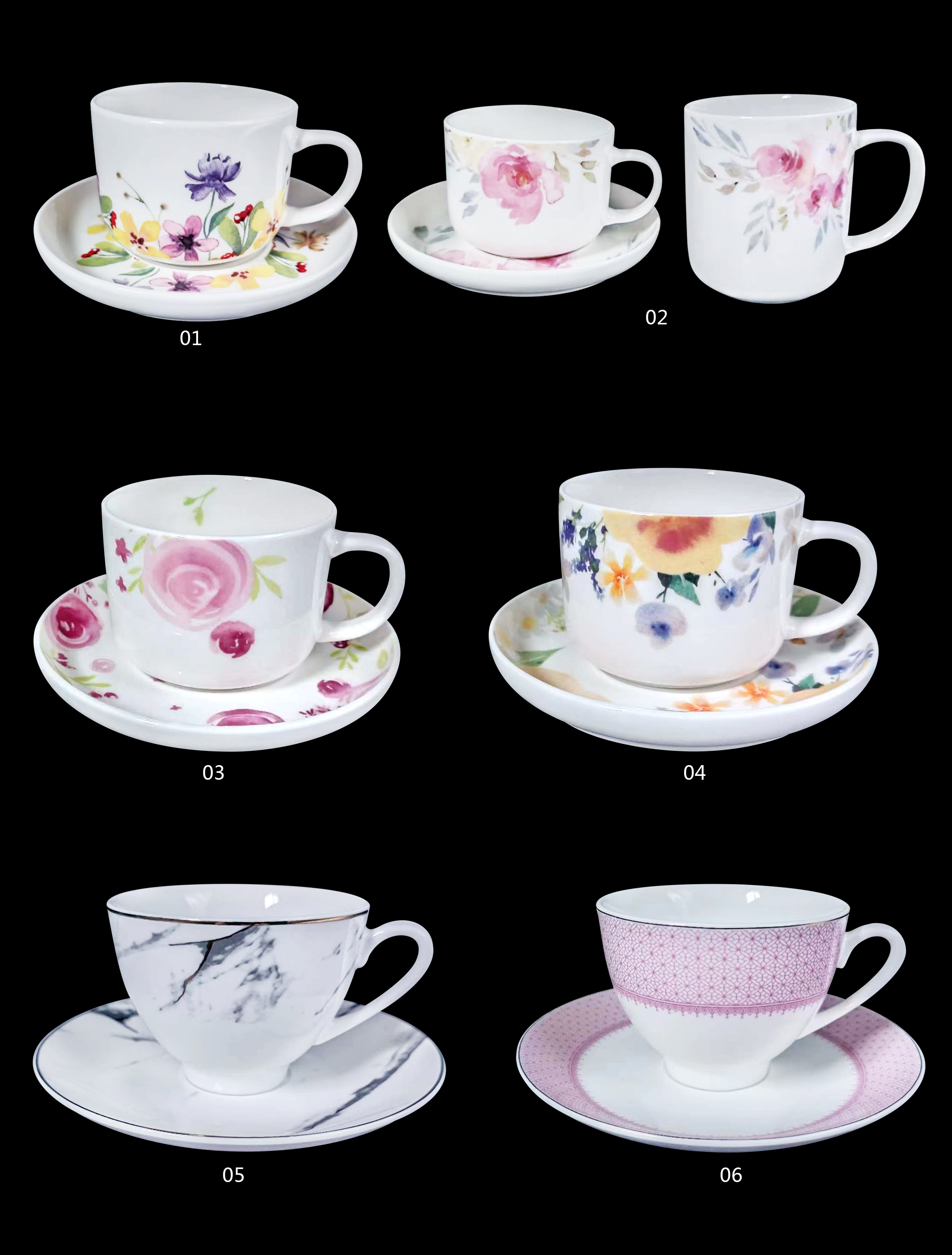 new bone china tea set--multiple decals