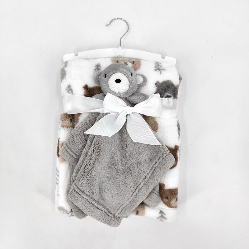 Natural Multi JOJO BEAR Printed Loft Fleece Decorative Baby Throw & Short Nunu Throw