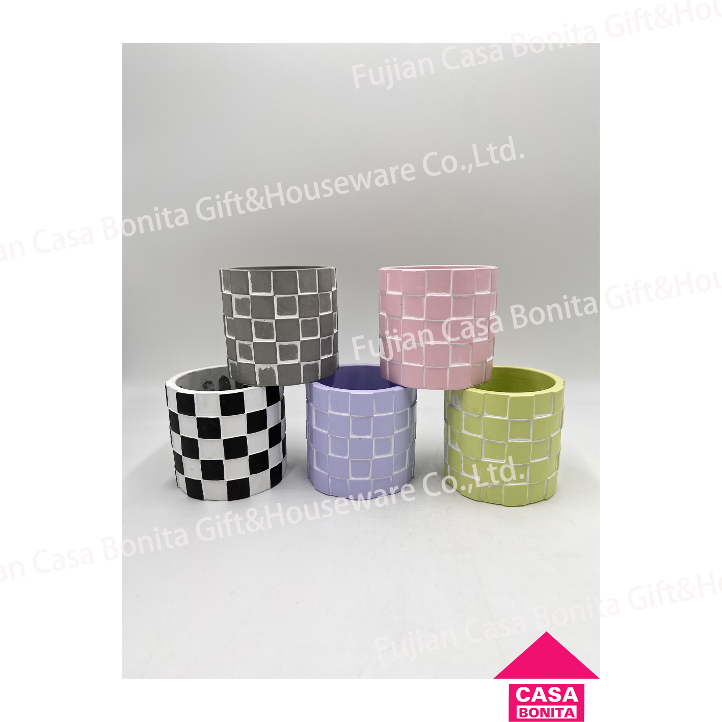 Nordic personalized simple checkered flowerpot