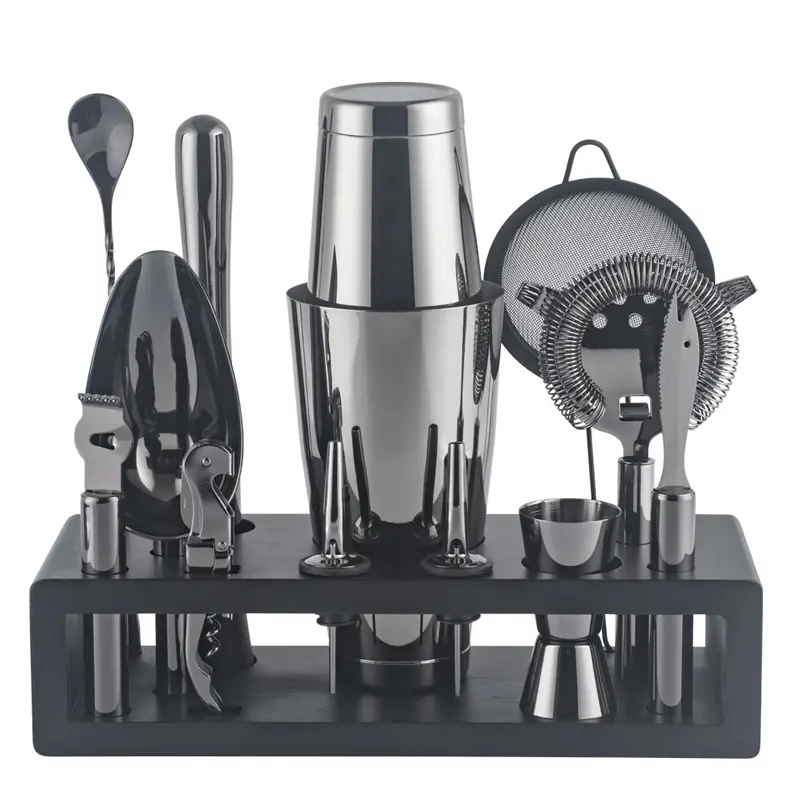 Stainless steel wine bartending set with holder home wine bar set