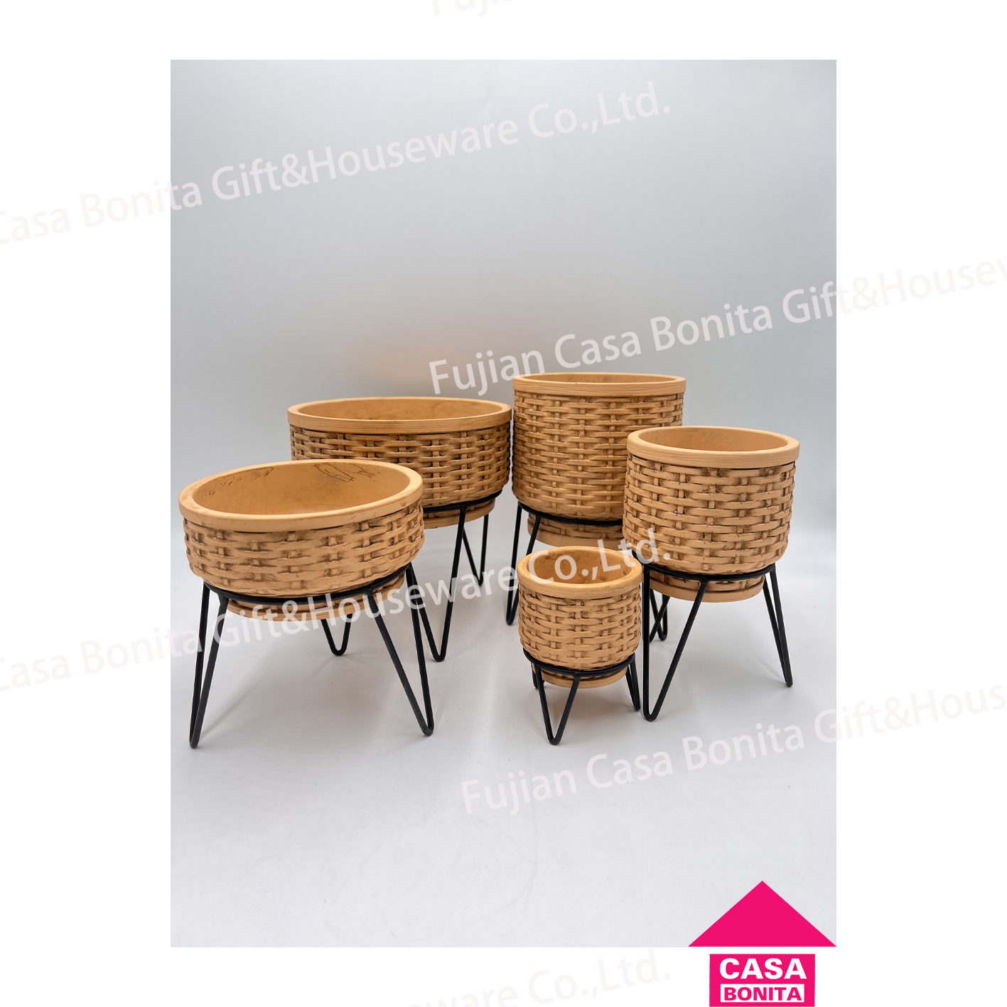 Creative bamboo basket cement flowerpot decoration