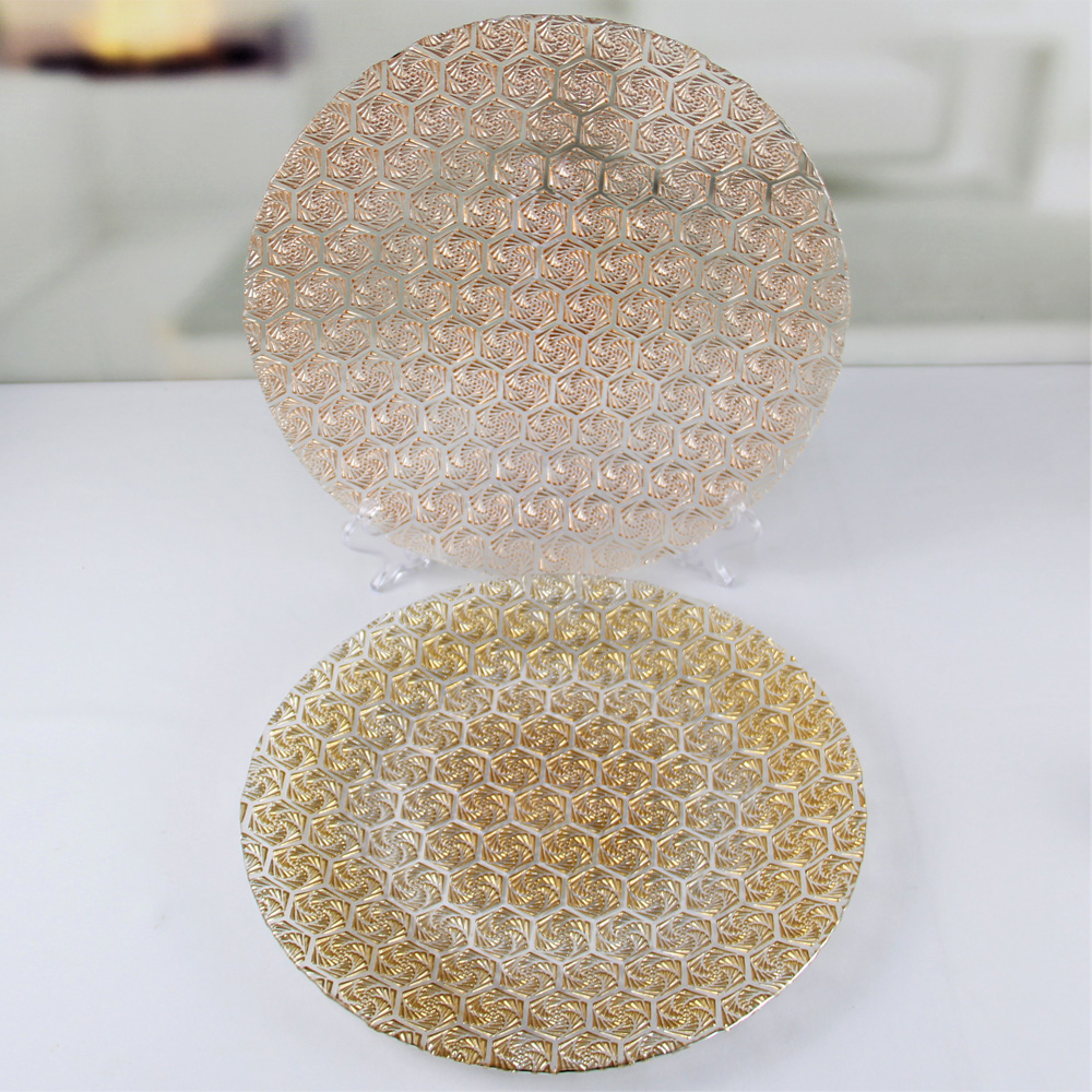 Rose Golden or Golden Glass Plate