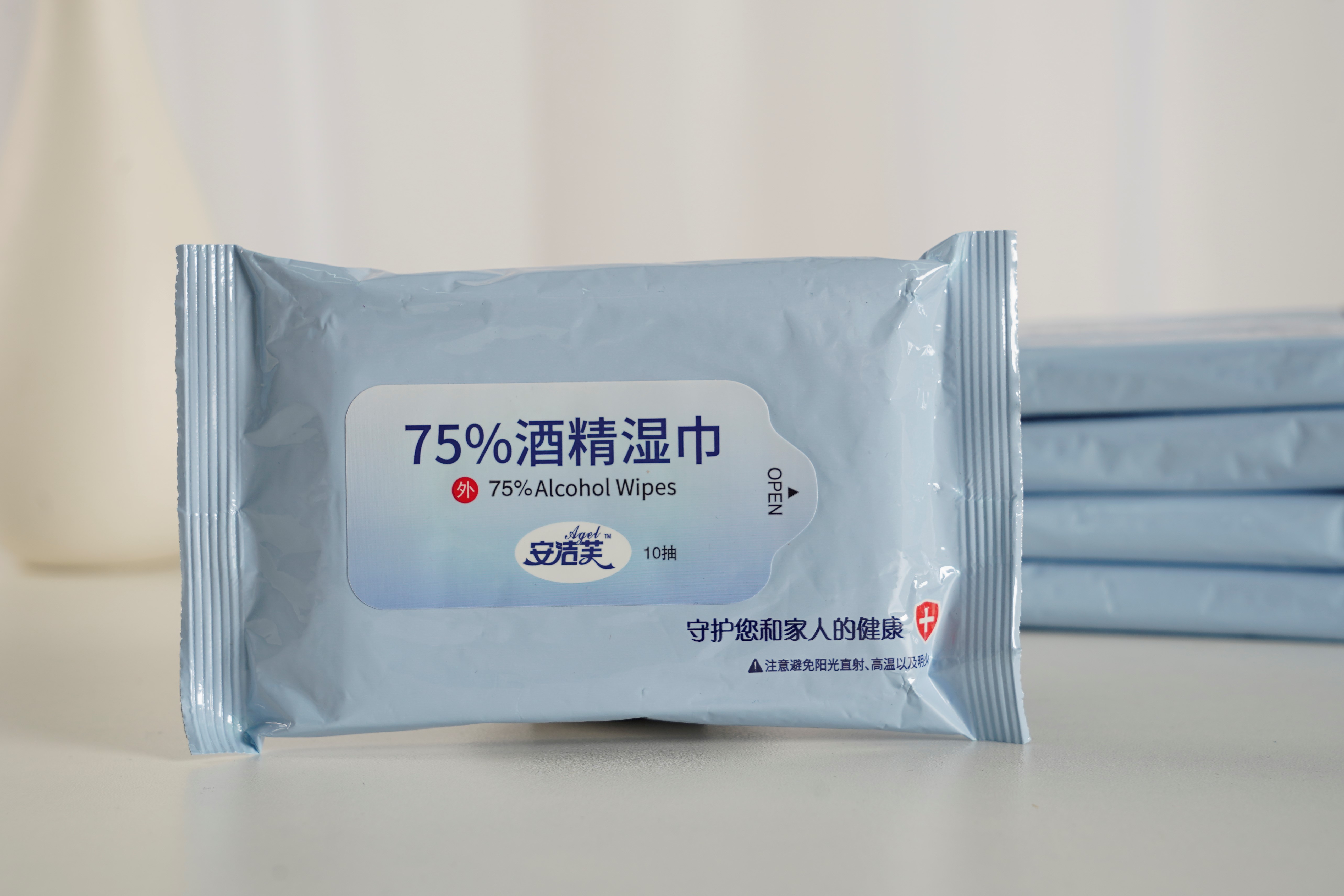 75% Alcohol Antibacterial Disinfecting Wet Wipes, Wet Lock Seal, 10 Count