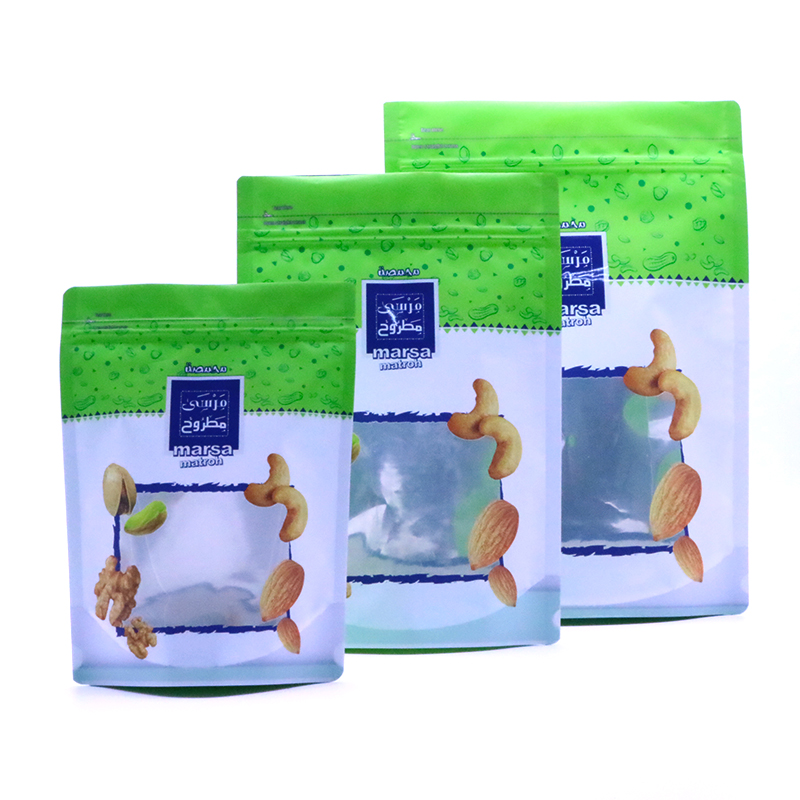 customerized size and design clear window bag nut pouch aluminum foil bag