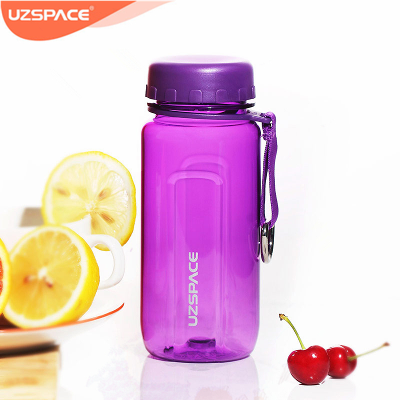 UZSPACE BPA free Tritan portable plastic sport water bottle with firm metal ring and custom logo