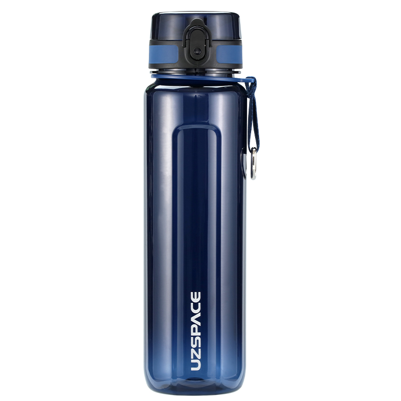 UZSPACE new sports gym portable leakproof bpa free plastic water bottle with strap and 1-click open