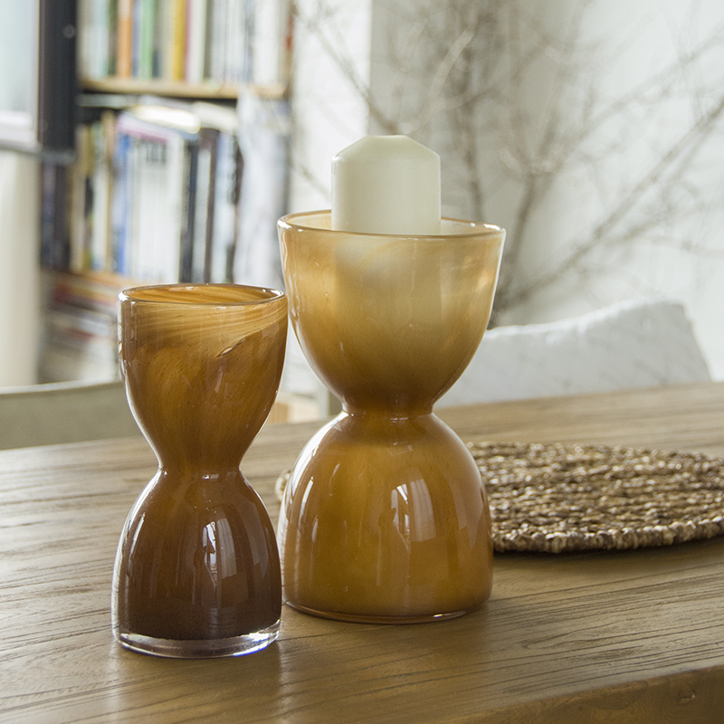 Handmade mouth-blown color art Hourglass Vases CJ22-3/4 Beige