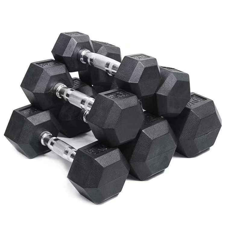 rubber hex dumbbells