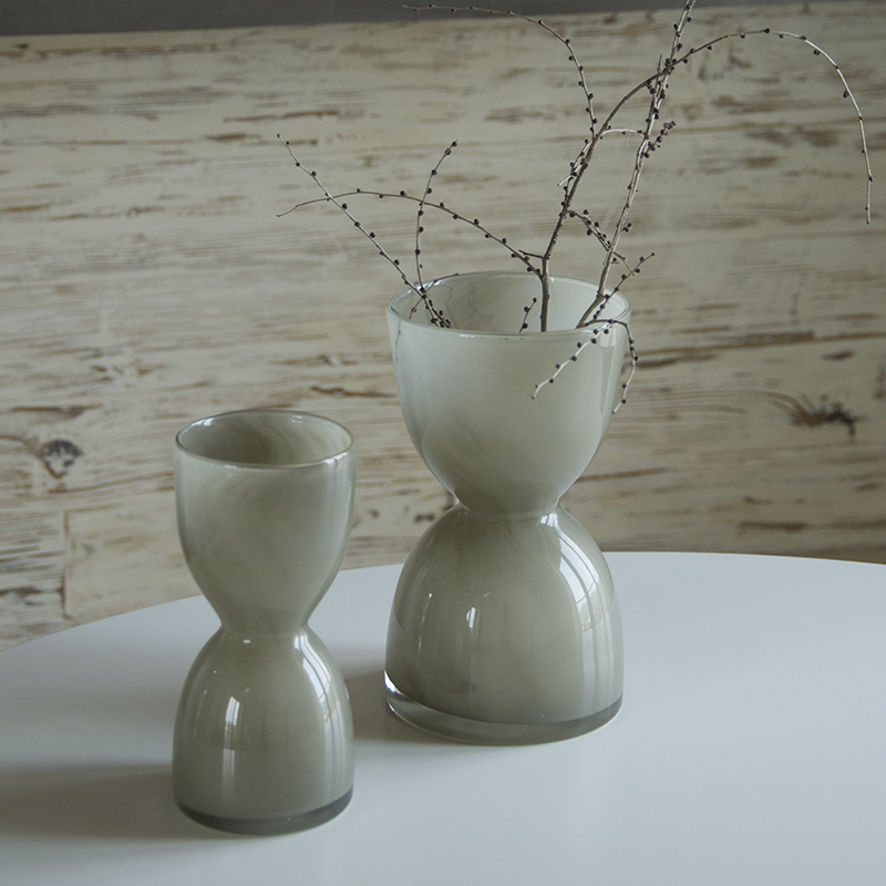 Handmade mouth-blown color art Hourglass Vases CJ22-3/4 Warm gray