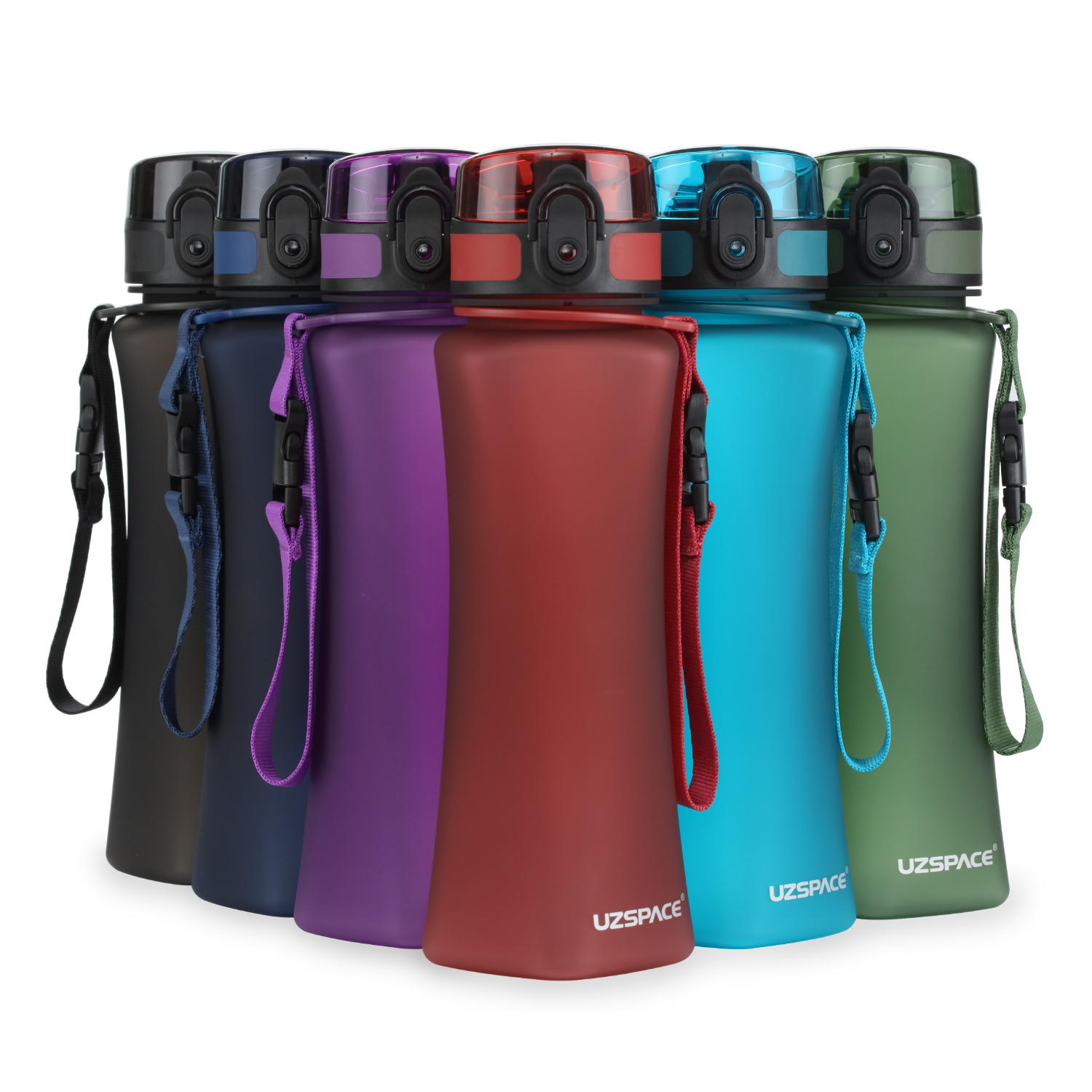 UZSPACE unique 500ml bpa free leakproof portable clear plastic frosted fitness shaker water bottles