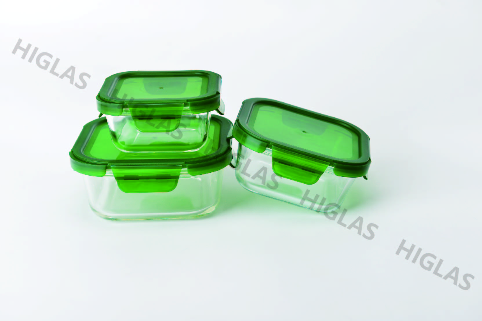 Square food container with external positioning lid