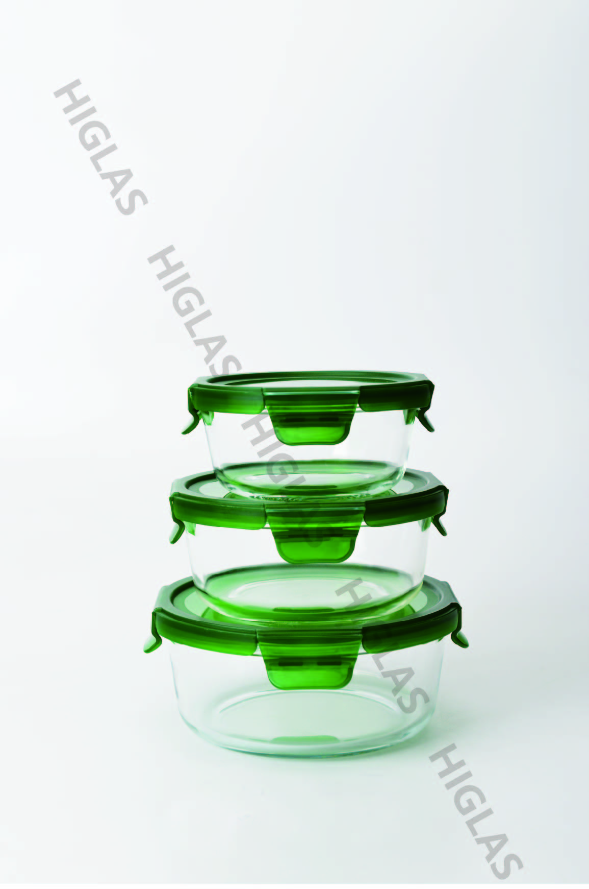 Round food container with external positioning lid