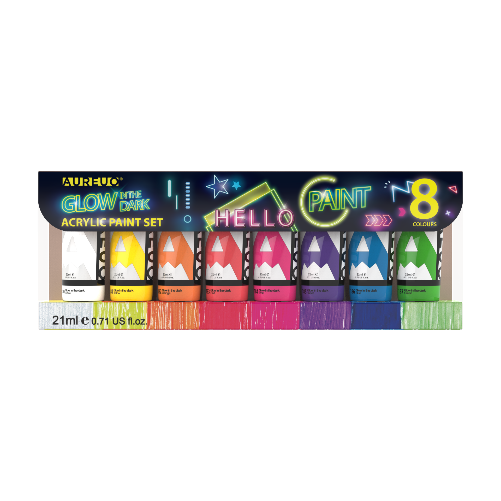 Aureuo Glow In The Dark Acrylic Paint Set