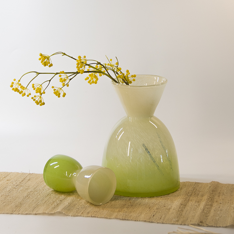 Handmade mouth-blown color art Hourglass Vases CJ22-3/4/8A/8B Amber;Green 2