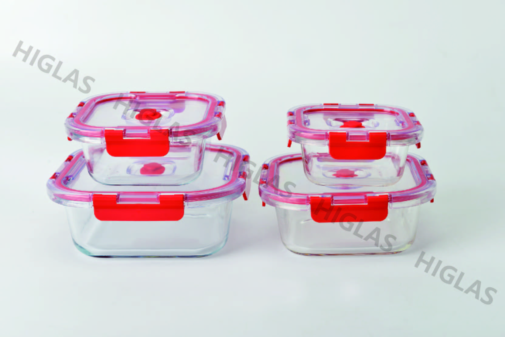 Square food container with vaccum lid