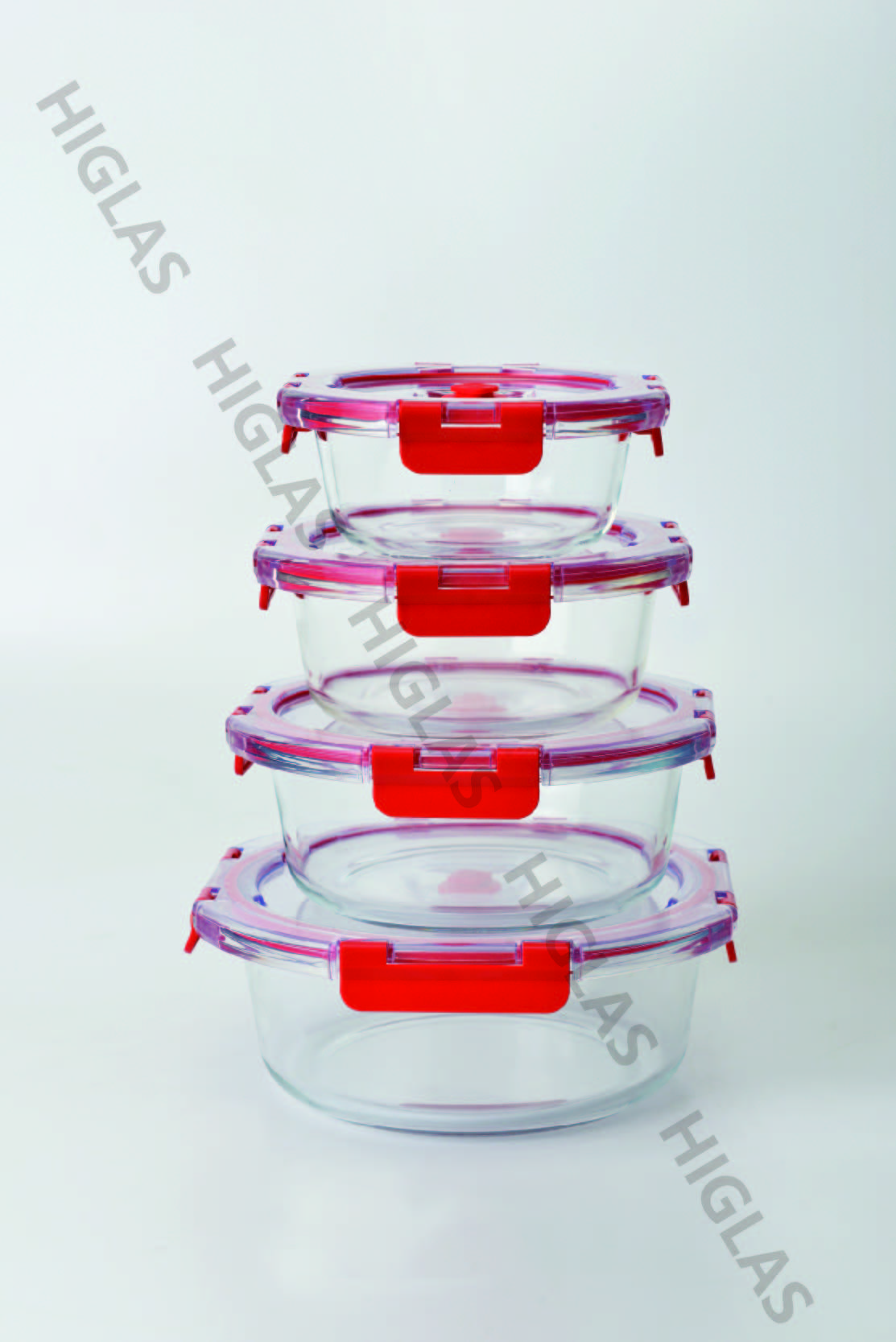 Round food container with vaccum lid