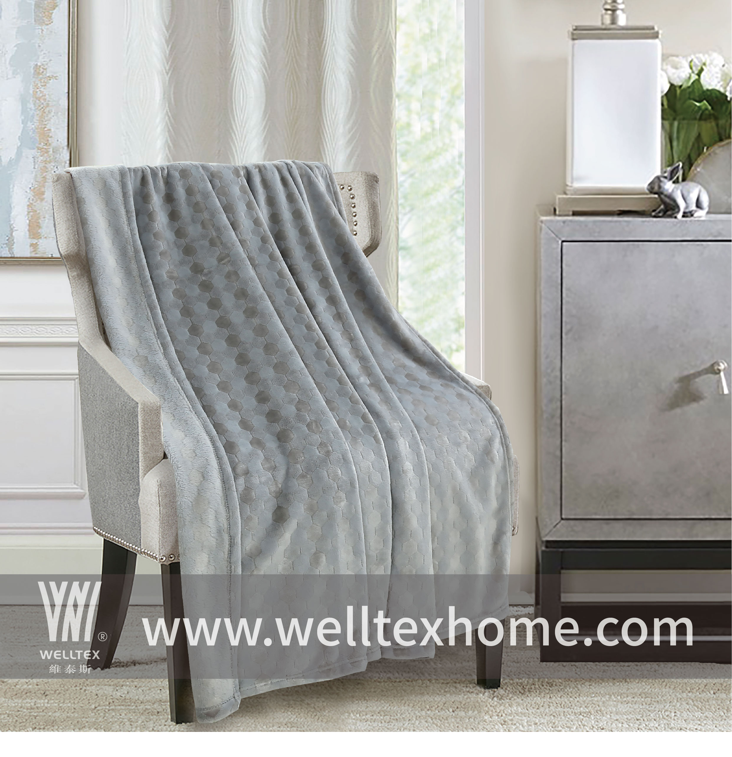 Jacquard Flannel Blanket in bi-color 125x150cm