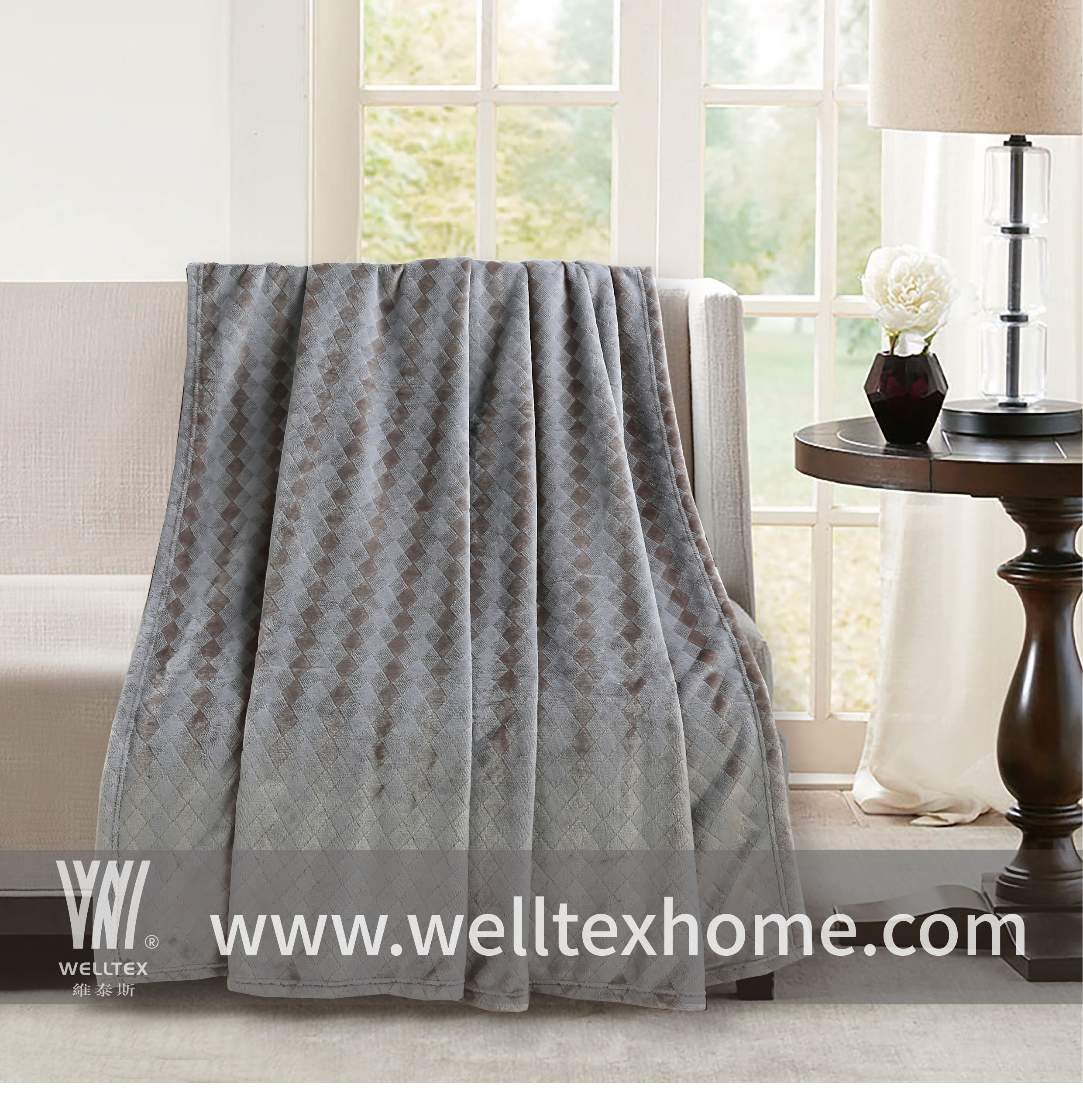 Jacquard Flannel Blanket in bi-color 125x150cm