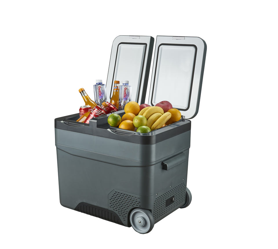 High Quality 45L Battery Powered Wheels Dual Zone Portable Camping Compressor Car Refrigerator