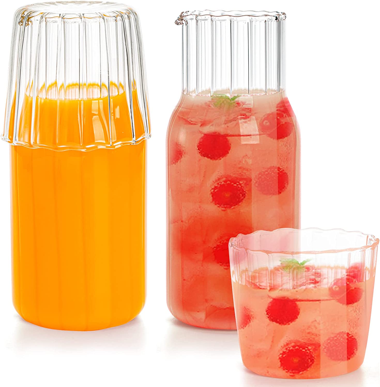 New products borosilicate ripple glass water carafe set