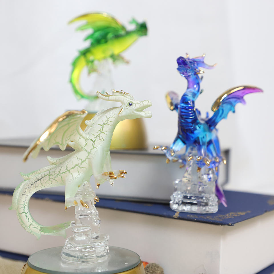 LED Glass Western Dragon Figurine | Fantasy Table Decor and Collectible Gift | Hot-selling Creative