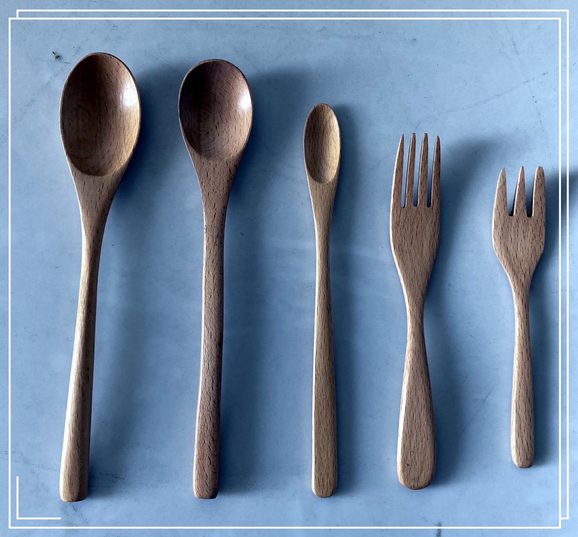 Beech wood spoon and fork
