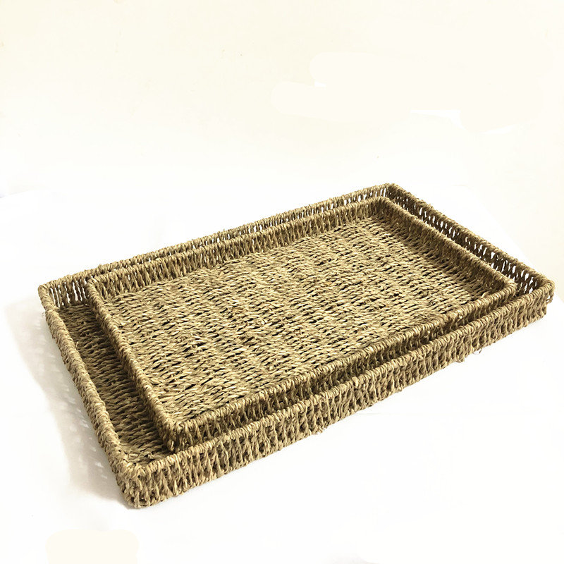 Metal Wire Frame Seagrass Storage Baskets Seagrass Tray