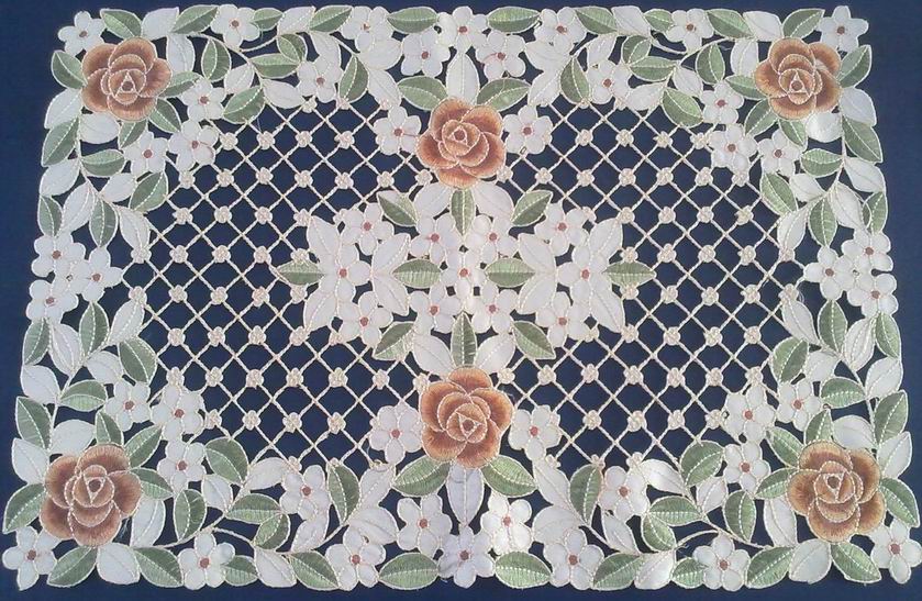 Flower Embroidered And Cutwork Placemat
