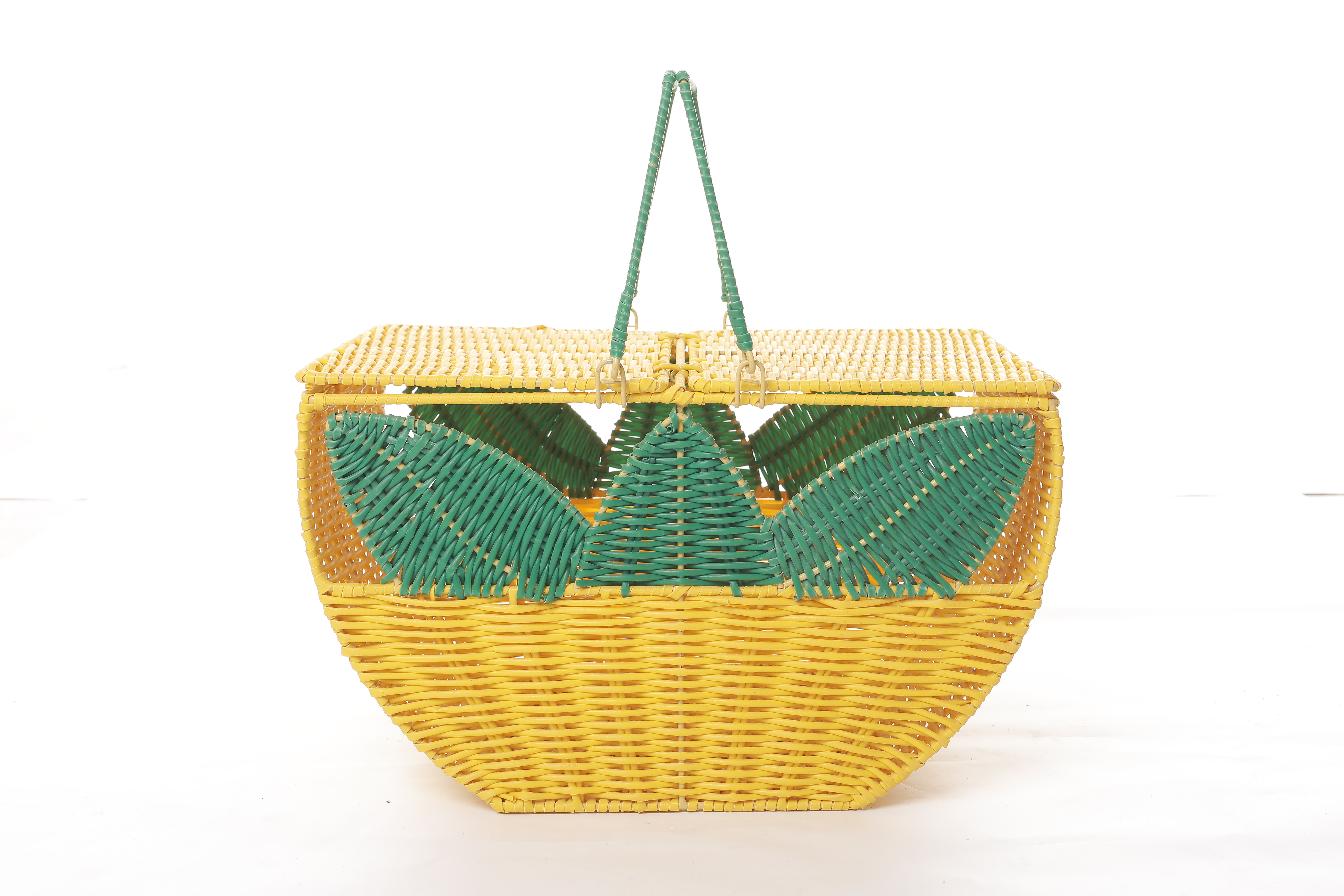 Easter PP rattan woven boat shape portable picnic basket