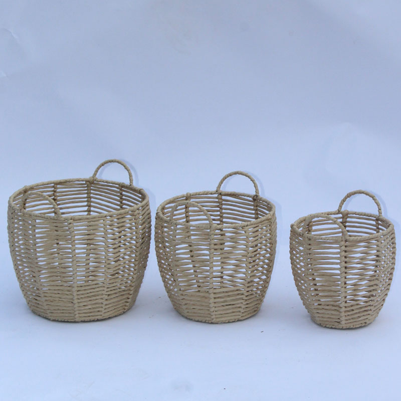 Set of 3 customized paper rope storage basket