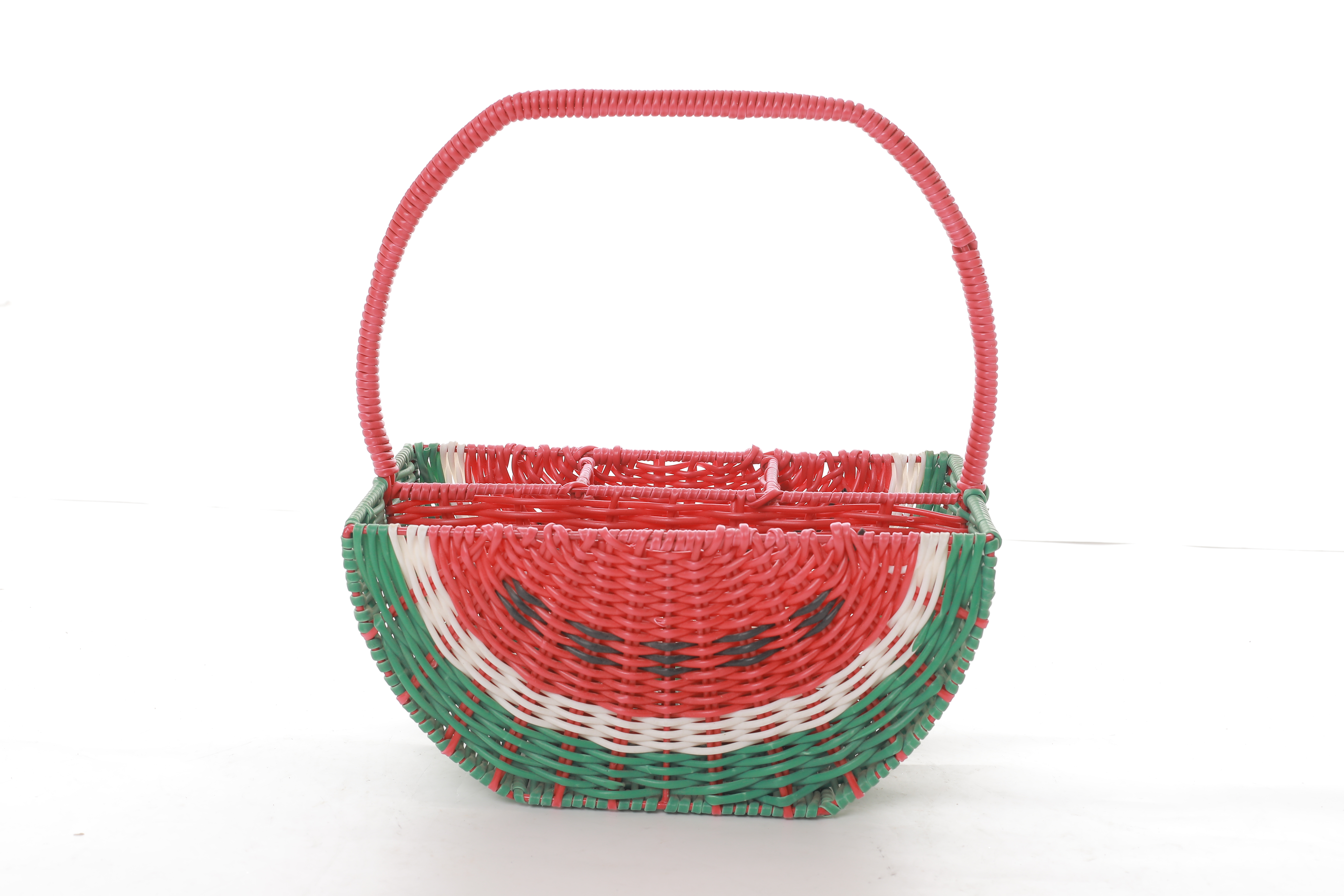Christmas Watermelon shape PP rattan woven flatware caddy picnic basket