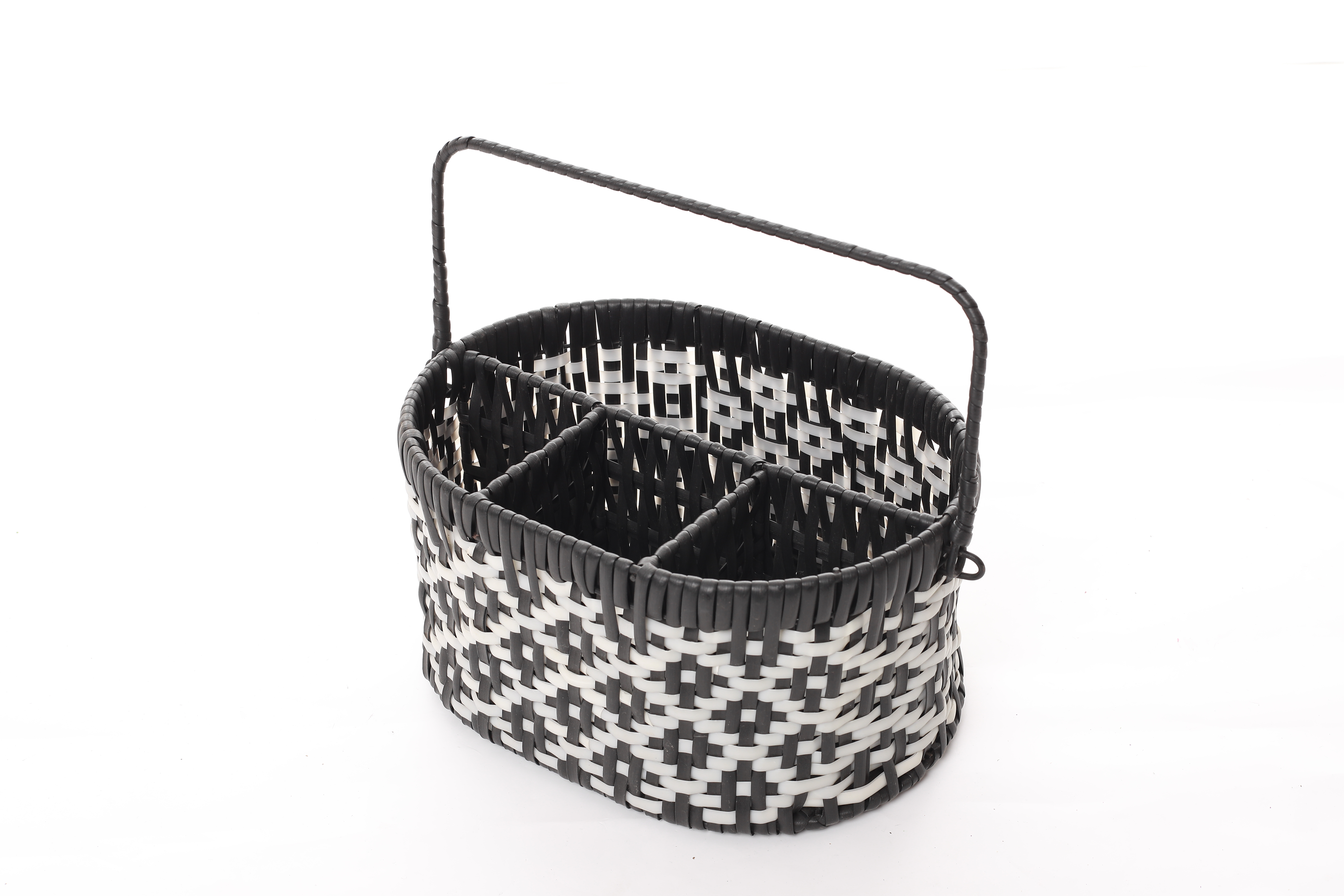 Picnic Basket Plastic Rattan Woven Flatware Caddy