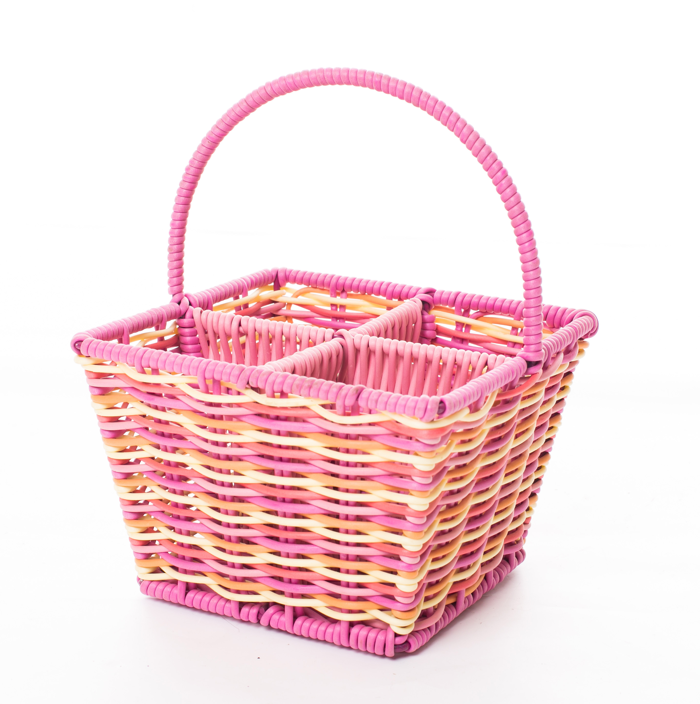 PE Rattan Hand-woven Flatware Caddy Picnic Basket