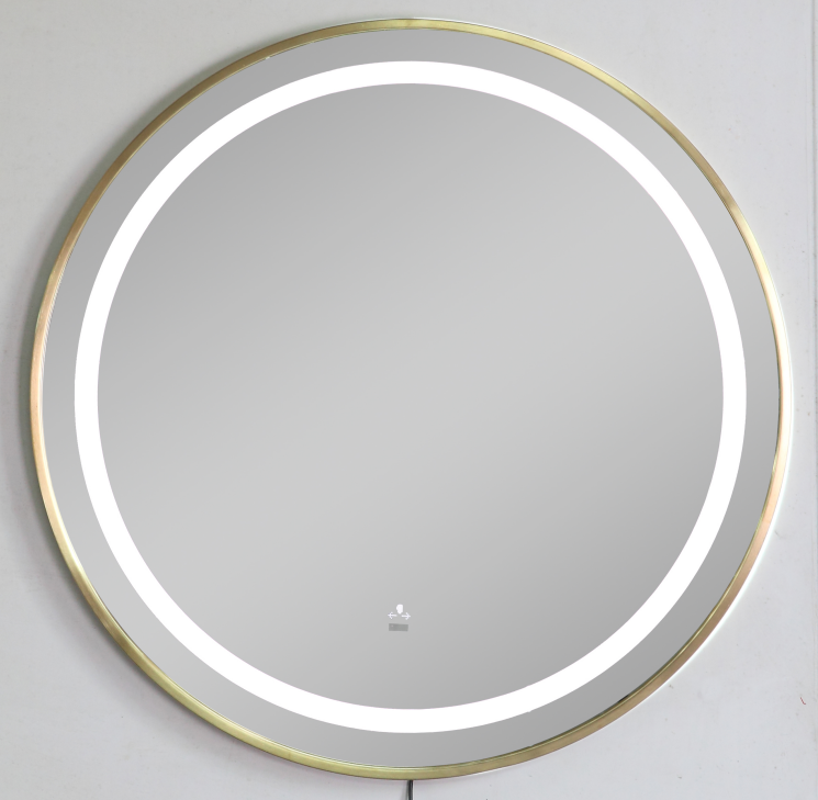stainless framed LED wall mirror