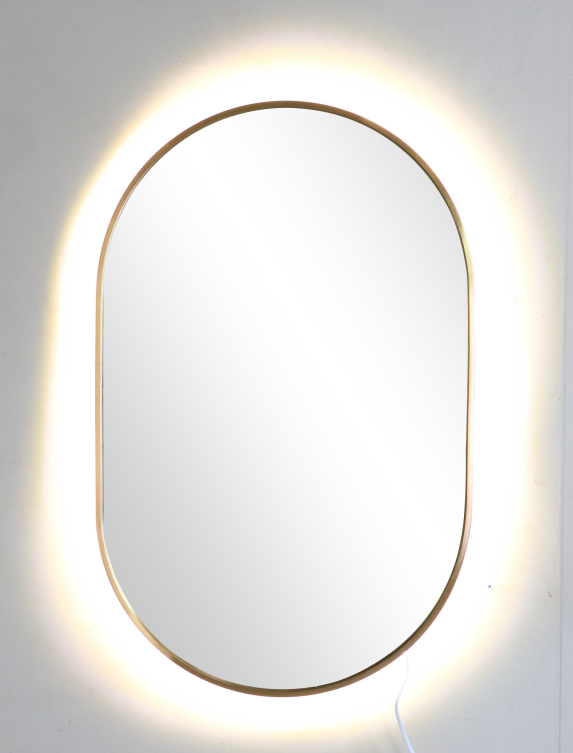 metal framed LED backlit mirror