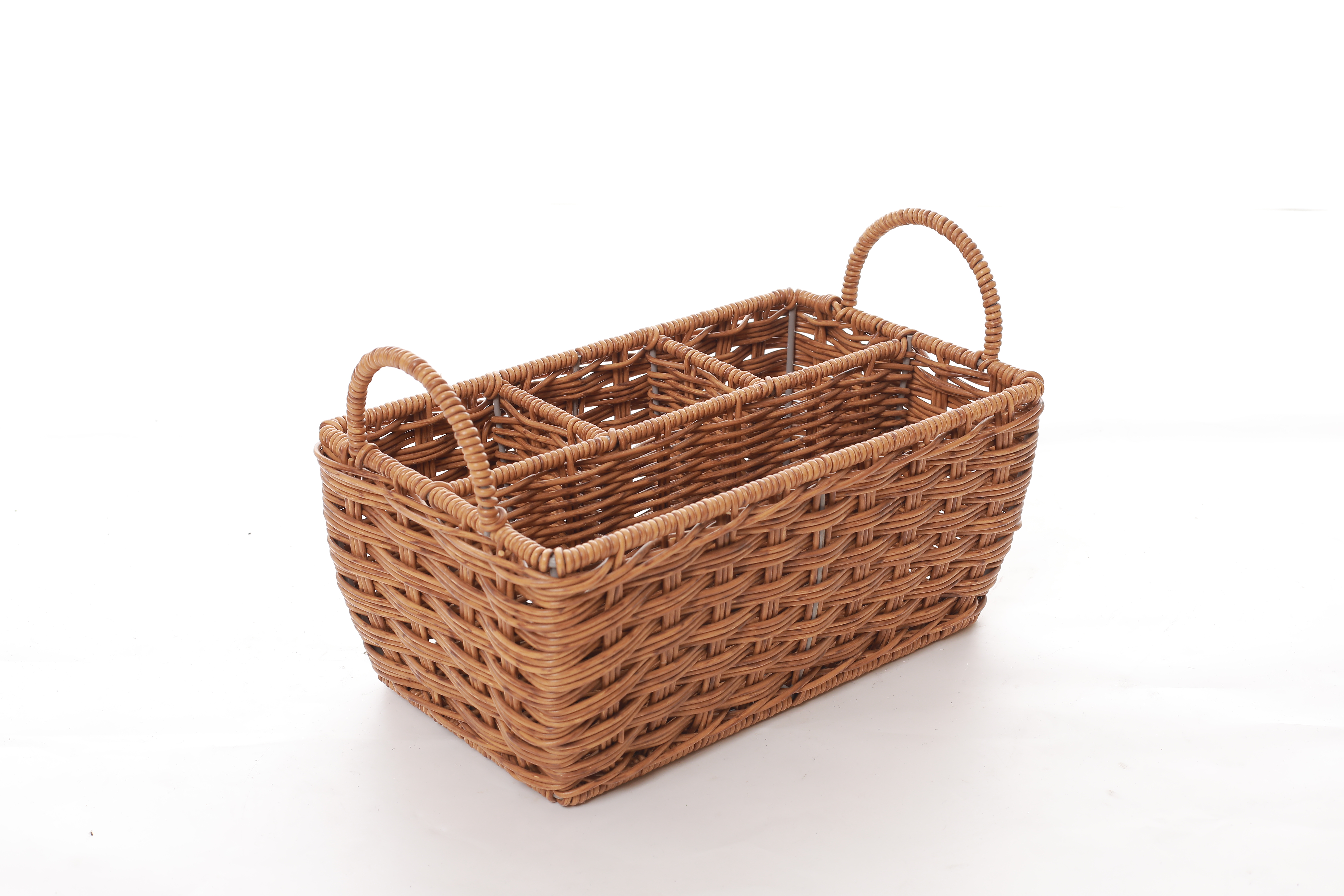 PP rattan hand-woven flatware caddy picnic basket