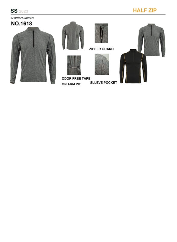 Summer/autumn men's knit half zip ls tee for outdoor sports/workwear