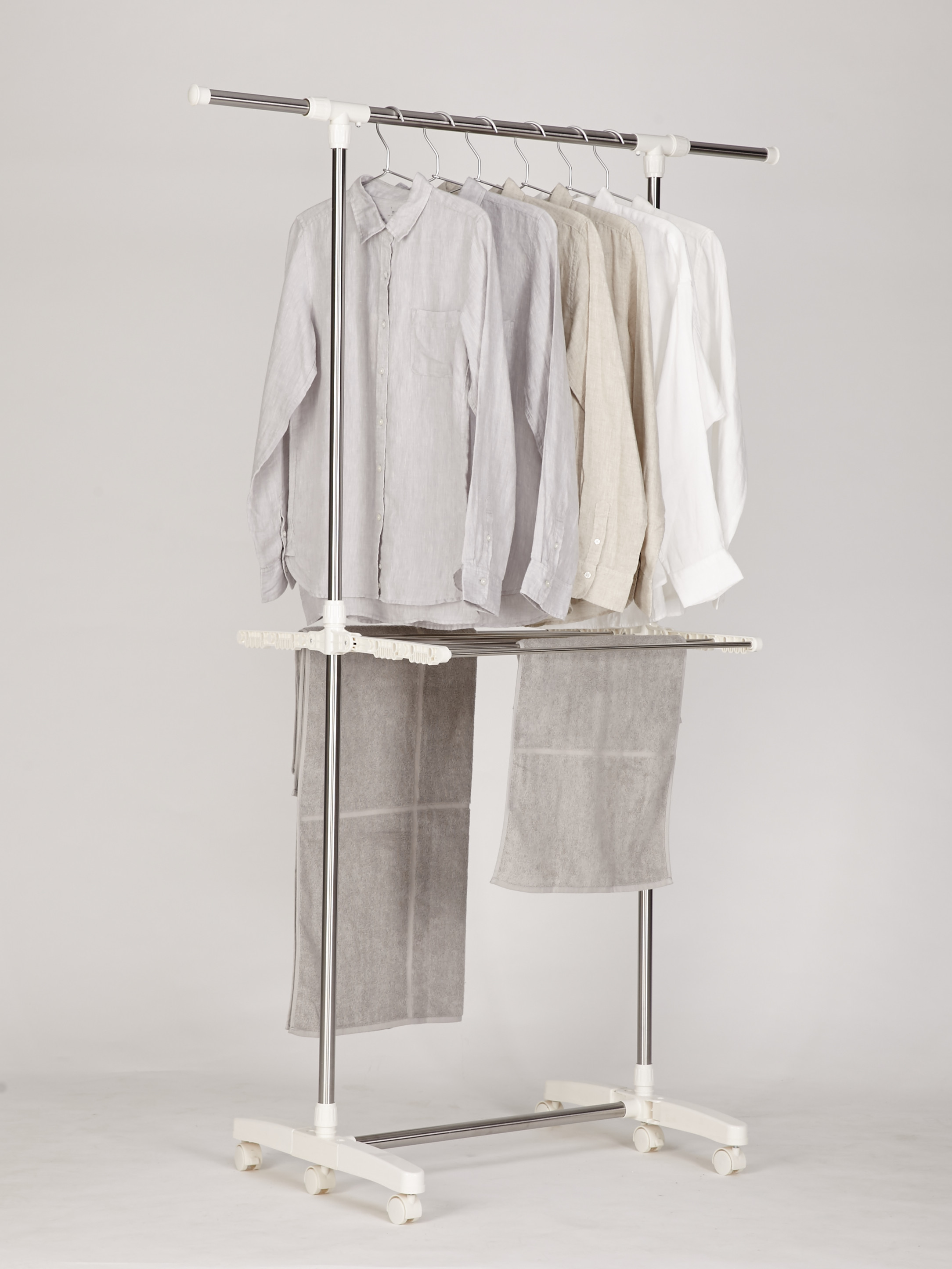 Single pole clothes hanger, telescopic drying rack