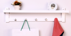 Photo Frame with Hooks /Wooden Wall Mounted Shelf