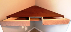 Floating Wall Shelf with Drawer / Triangular Corner Wall Shelf