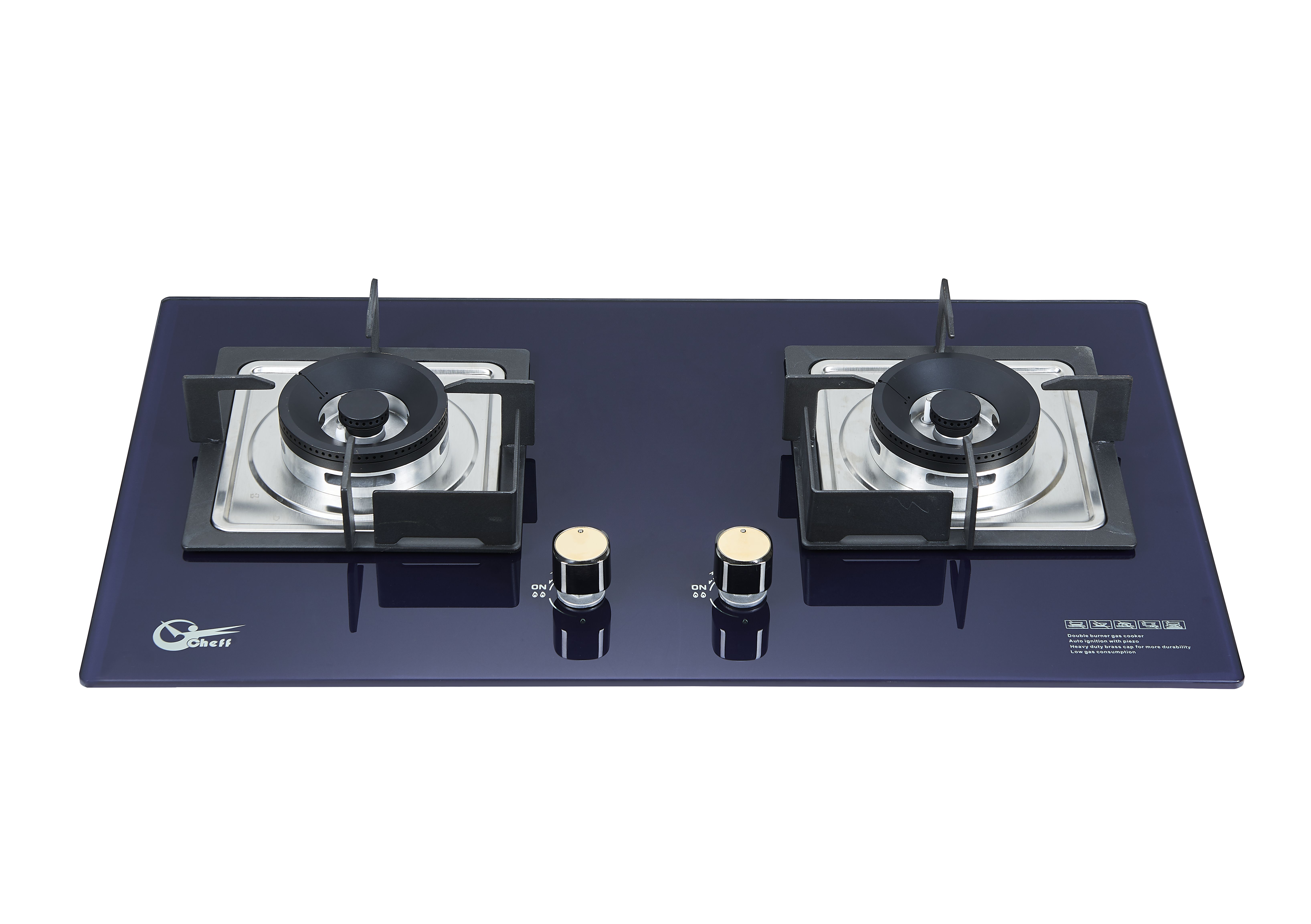 Tempered glass built in 2 burner gas stove