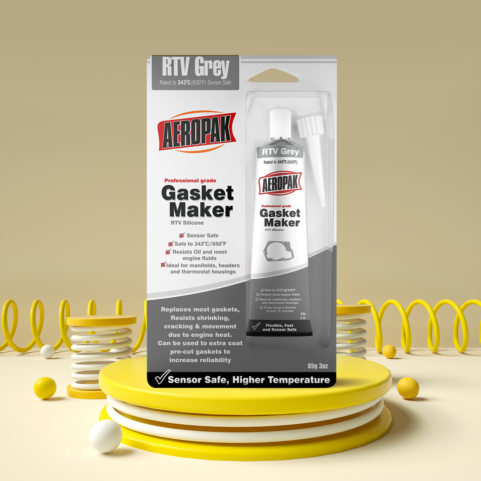 Aeropak 500ml 100% Silicone RTV Silicone Grey Gasket Maker