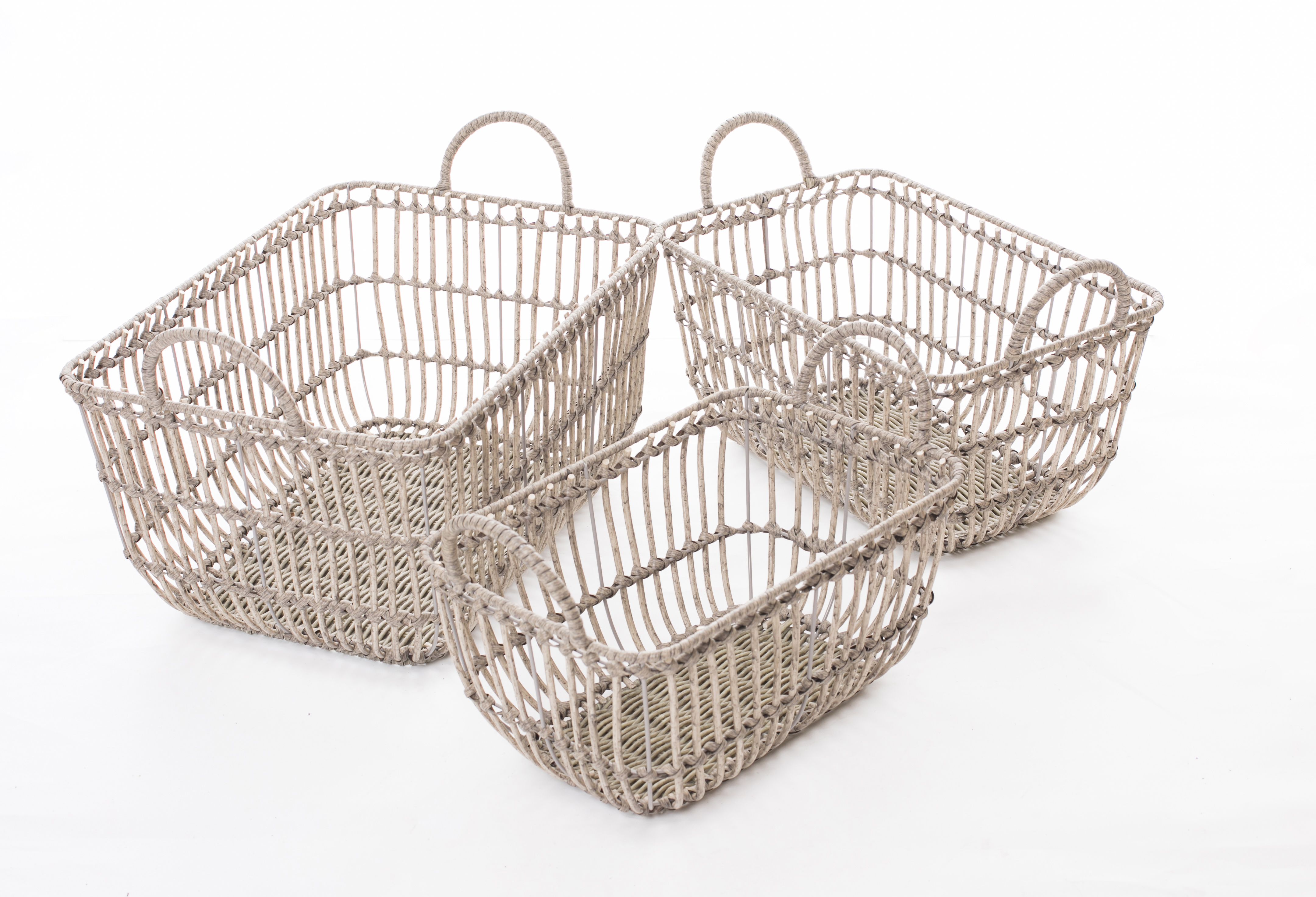 PE Rattan Woven Storage Basket Set Of 3