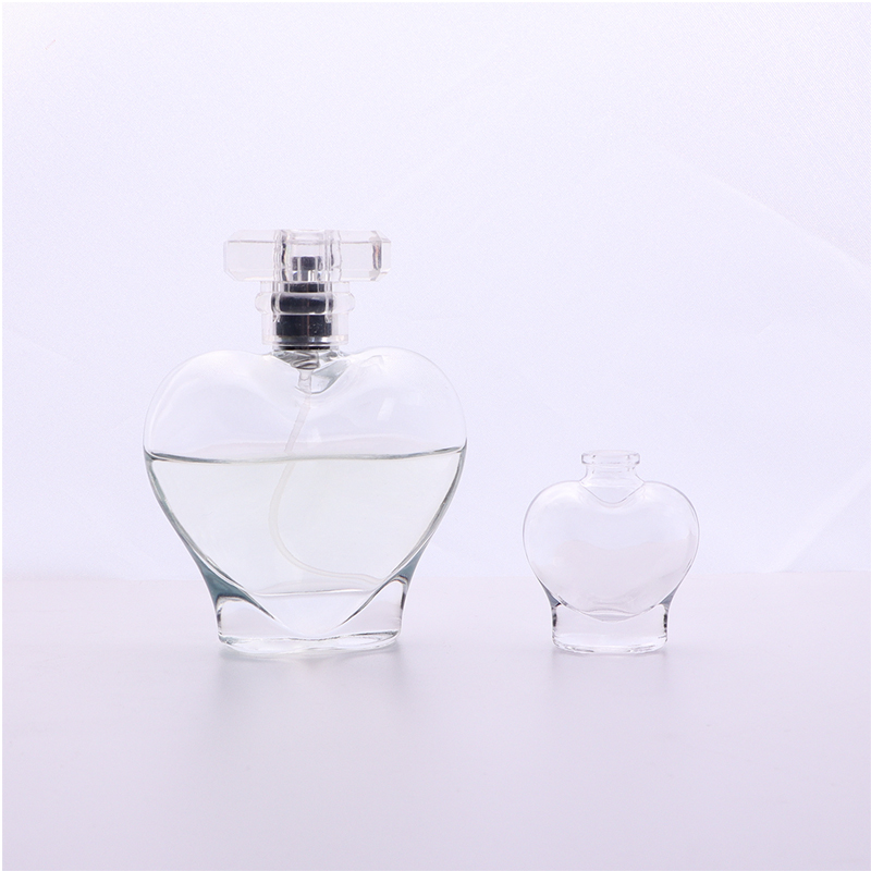 15ml 100ml clear unique heart shape empty glass perfume bottle with lid