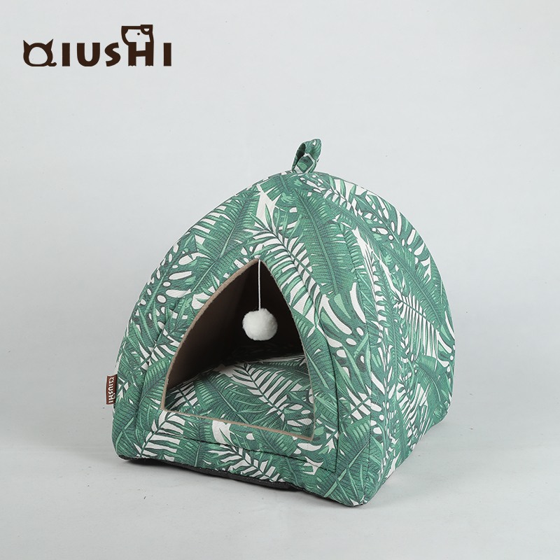 Linen cat igloo cat bed