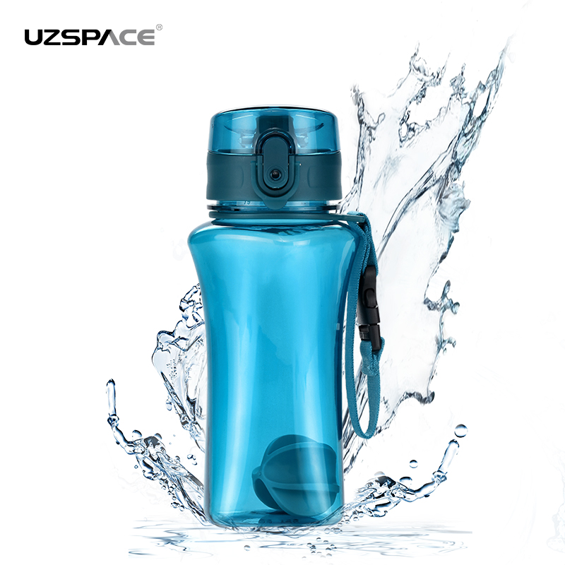 UZSPACE unique fashion 100% BPA free clear plastic portable sports water bottles with i-click open