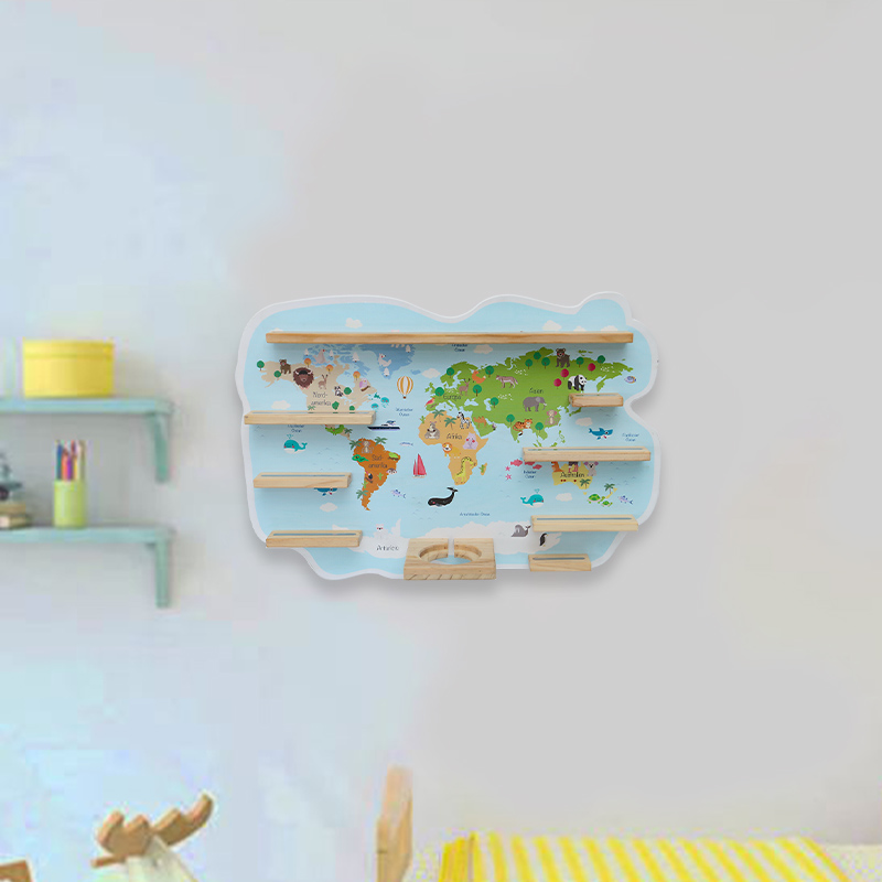 Wooden wall mounted storage shelf rack