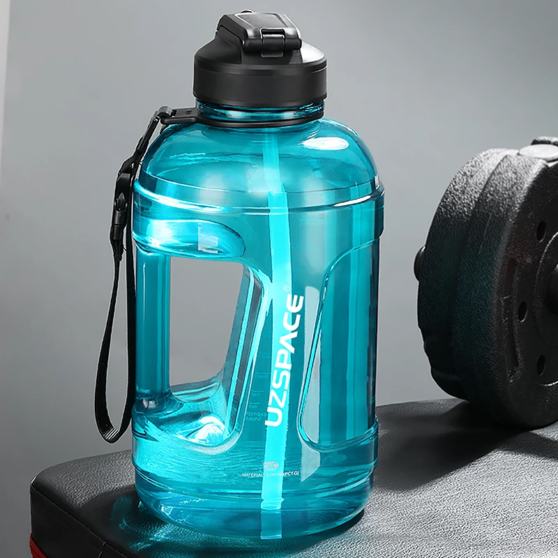 UZSPACE Water Bottles Gym jug bpa free motivational 2.3L Gallon water bottle With Straw for sports